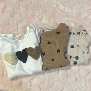 Baby Heart Print Onesies Set